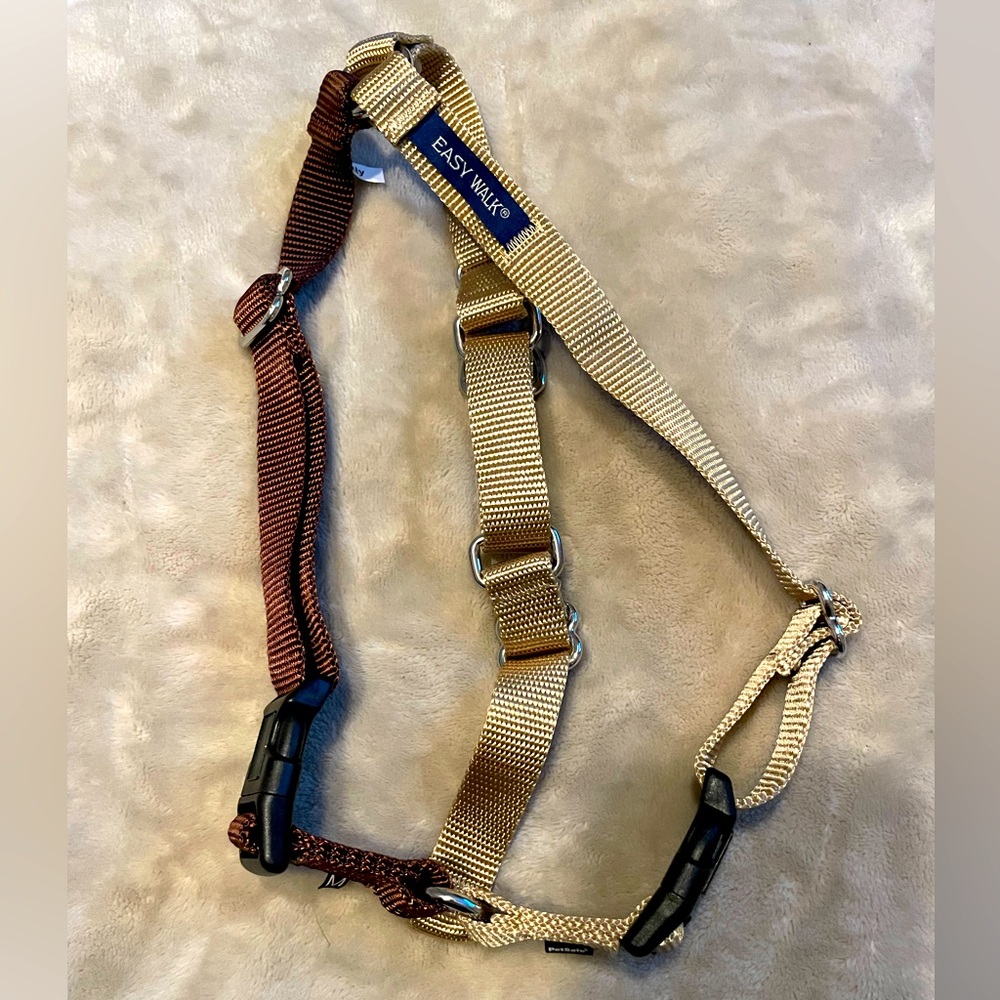 PET SAFE EASY WALK Dog/Puppy Harness No Pull Black/Brown Front Leash Design Sz M